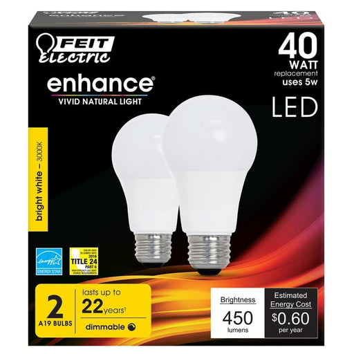 FEIT Electric A19 E26 (Medium) LED Bulb Soft White 40 Watt Home & Garden Feit 