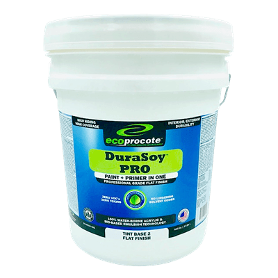 DuraSoy PRO Paint + Primer, Flat, Base 2, 5 Gal B&R: Paint, Stains, Sealers, & Wall Coverings Eco Safety Products