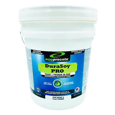 DuraSoy PRO Paint + Primer, Flat, Base 3, 5 Gal B&R: Paint, Stains, Sealers, & Wall Coverings Eco Safety Products 