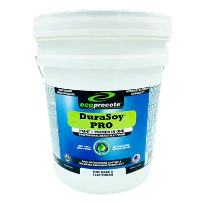 DuraSoy PRO Paint + Primer, Flat, Base 3, 5 Gal B&R: Paint, Stains, Sealers, & Wall Coverings Eco Safety Products