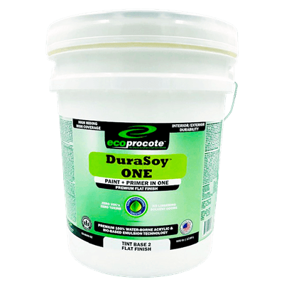 DuraSoy ONE Paint + Primer, Flat, Base 2, 5 Gal B&R: Paint, Stains, Sealers, & Wall Coverings Eco Safety Products 