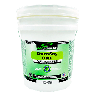 DuraSoy ONE Paint + Primer, Flat, Base 3, 5 Gal B&R: Paint, Stains, Sealers, & Wall Coverings Eco Safety Products 
