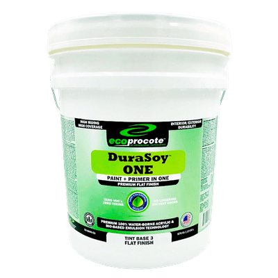 DuraSoy ONE Paint + Primer, Flat, Base 3, 5 Gal B&R: Paint, Stains, Sealers, & Wall Coverings Eco Safety Products