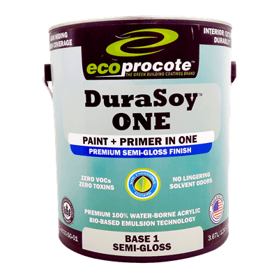 DuraSoy ONE Paint + Primer, Semi-Gloss, Base 1, 1 Gal B&R: Paint, Stains, Sealers, & Wall Coverings Eco Safety Products 