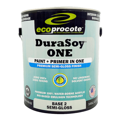 DuraSoy ONE Paint + Primer, Semi-Gloss, Base 2, 1 Gal B&R: Paint, Stains, Sealers, & Wall Coverings Eco Safety Products 