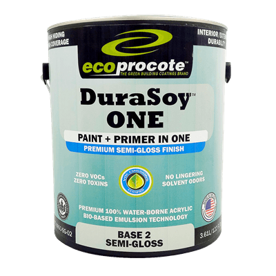 DuraSoy ONE Paint + Primer, Semi-Gloss, Base 2, 1 Gal B&R: Paint, Stains, Sealers, & Wall Coverings Eco Safety Products