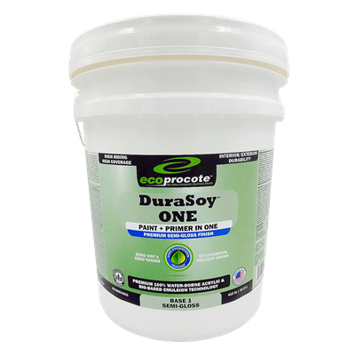 DuraSoy ONE Paint + Primer, Semi-Gloss, Base 1, 5 Gal B&R: Paint, Stains, Sealers, & Wall Coverings Eco Safety Products 