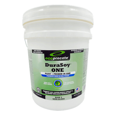 DuraSoy ONE Paint + Primer, Semi-Gloss, Base 1, 5 Gal B&R: Paint, Stains, Sealers, & Wall Coverings Eco Safety Products