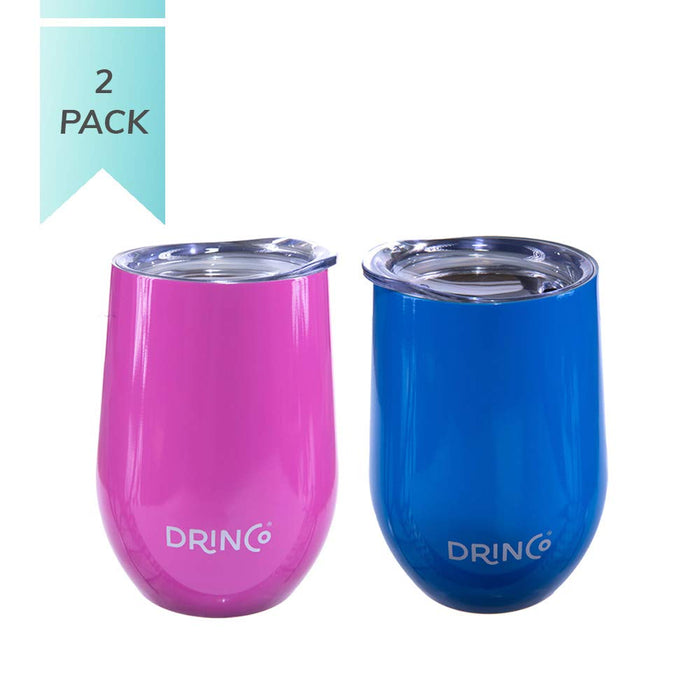 DRINCO® 12oz 2PK Insulated Wine Tumbler Glass (OG Pink/Blue) Drinkware Orchid Lavender