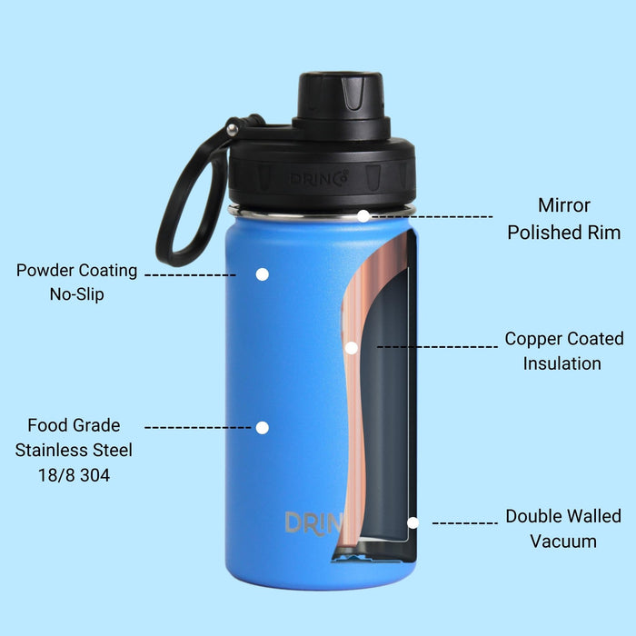 DRINCO® 14oz Stainless Steel Sport Water Bottle - Royal Blue Drinkware Orchid Lavender 