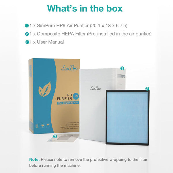 SimPure HP9 Air Purifier True HEPA Filter Air Cleaner Home & Garden Teal Simba