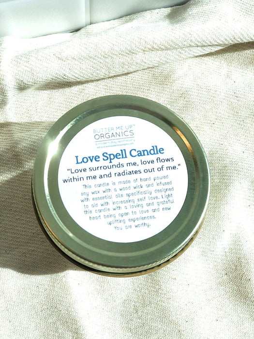 Love Spell / Intention Candle/ Ritual Candle / Love and Light / Rose Other Butter Me Up Organics 