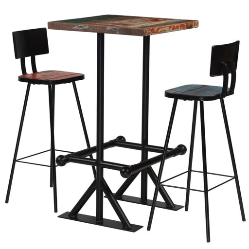 Bar Set 3 Piece Solid Reclaimed Wood Multicolour Home & Garden Emerald Ares 