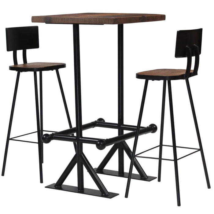 Bar Set 3 Piece Solid Reclaimed Wood Home & Garden Emerald Ares 