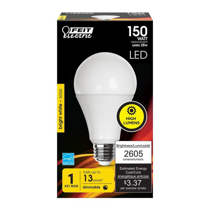 FEIT Electric A21 E26 (Medium) LED Bulb Warm White 150 Watt Home & Garden Feit 