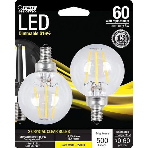 FEIT Electric G16.5 E12 (Candelabra) LED Bulb Soft White 60 Watt Home & Garden Feit 