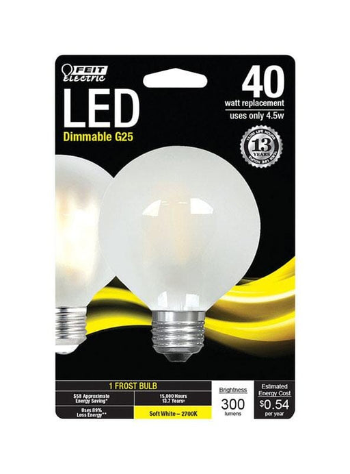 FEIT Electric G25 E26 (Medium) LED Bulb Soft White 40 Watt Home & Garden Feit 