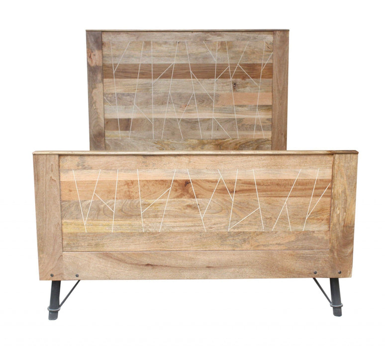 Natural Tones Mango Wood Queen Size Bed Furniture Breezy 