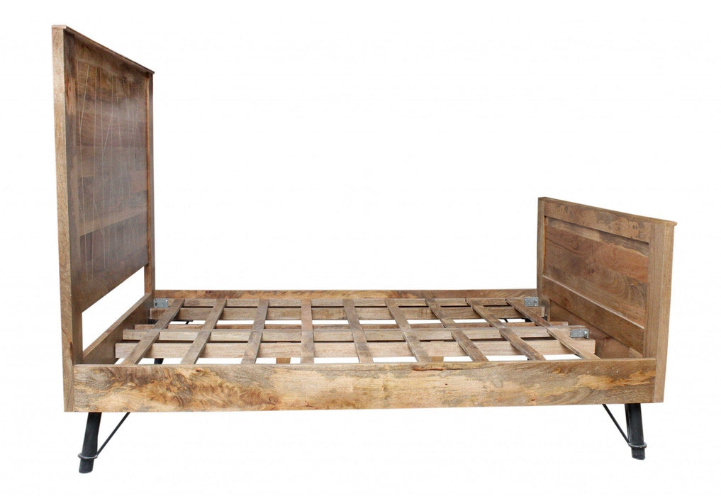 Natural Tones Mango Wood Queen Size Bed Furniture Breezy 