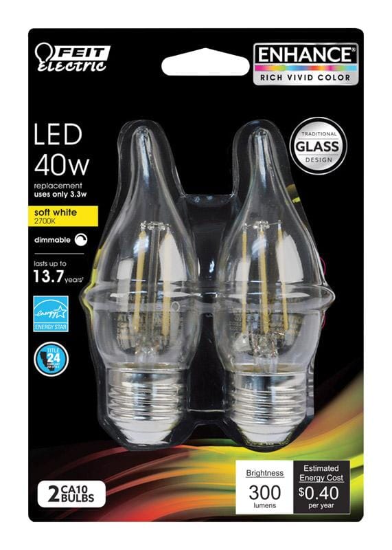 FEIT Electric ENHANCE CA10 E26 Medium LED Bulb Soft White 40 DwellSmart