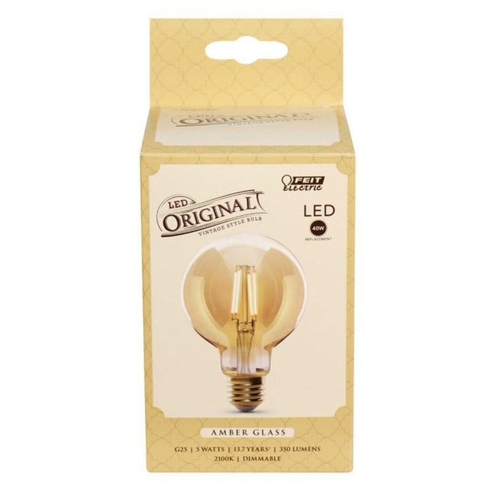 FEIT Electric G25 E26 (Medium) LED Bulb Amber 40 Watt Equivalence Home & Garden Feit 