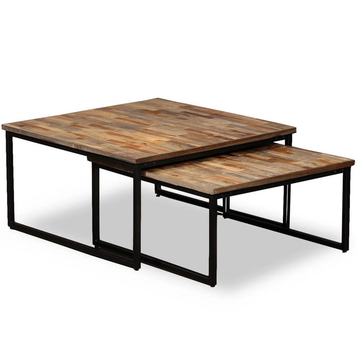 Nesting Coffee Table Set 2 Pieces Solid Reclaimed Teak Home & Garden Emerald Ares 