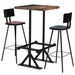 Bar Set 3 Piece Solid Reclaimed Wood Multicolour Home & Garden Emerald Ares 2 