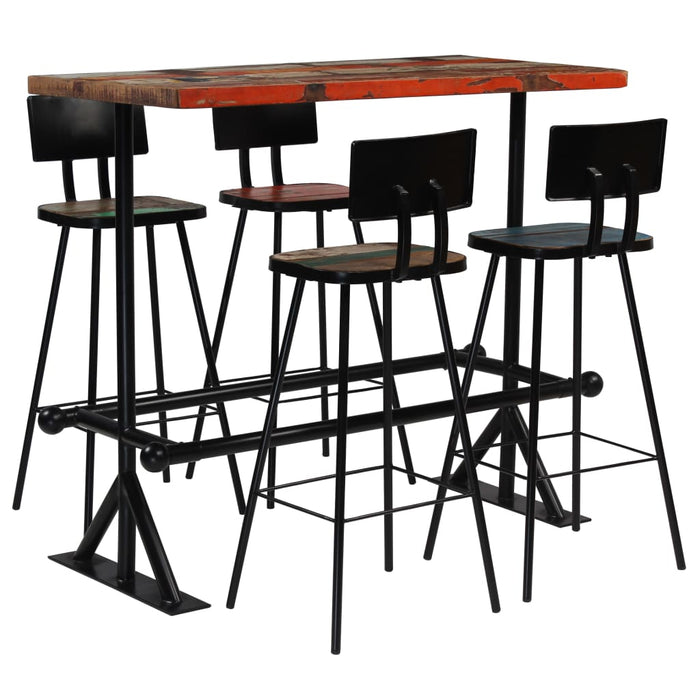 Bar Set 3 Piece Solid Reclaimed Wood Multicolour Home & Garden Emerald Ares 