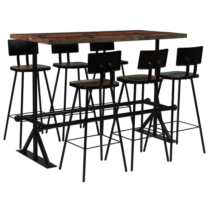 Bar Set 3 Piece Solid Reclaimed Wood Multicolour Home & Garden Emerald Ares 