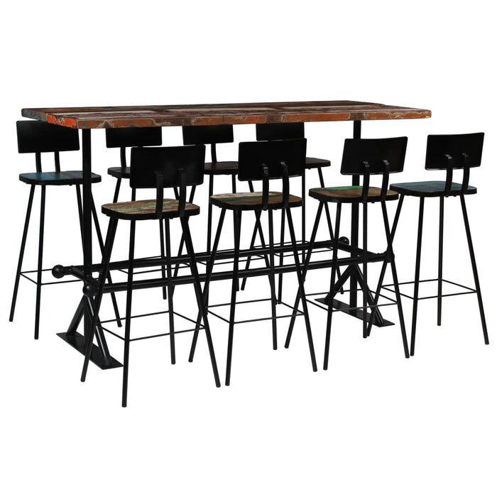 Bar Set 3 Piece Solid Reclaimed Wood Multicolour Home & Garden Emerald Ares 
