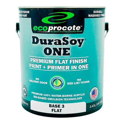 DuraSoy ONE Paint + Primer, Flat, Base 3, 1 Gal B&R: Paint, Stains, Sealers, & Wall Coverings Eco Safety Products 