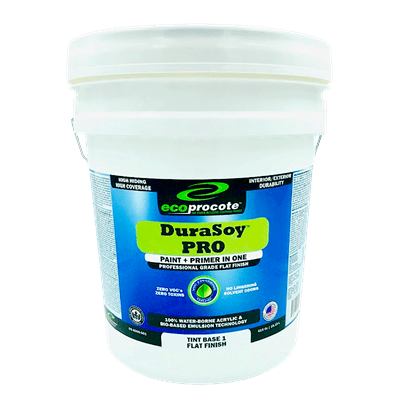 DuraSoy PRO Paint + Primer, Flat, Base 1, 5 Gal B&R: Paint, Stains, Sealers, & Wall Coverings Eco Safety Products 