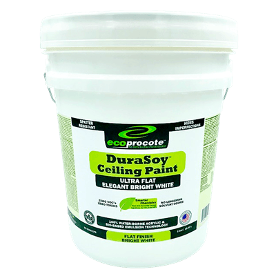DuraSoy Ceiling Paint, Bright White, Ultra Flat, 5 Gal B&R: Paint, Stains, Sealers, & Wall Coverings Eco Safety Products 