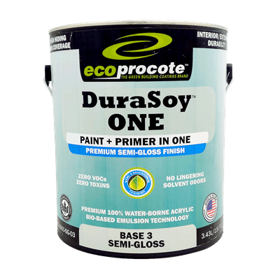 DuraSoy ONE Paint + Primer, Semi-Gloss, Base 3, 1 Gal B&R: Paint, Stains, Sealers, & Wall Coverings Eco Safety Products 