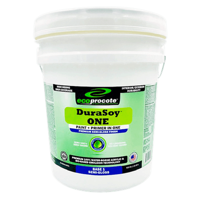 DuraSoy ONE Paint + Primer, Semi-Gloss, Base 1 - Factory Tinted B&R: Paint, Stains, Sealers, & Wall Coverings Eco Safety Products 5 Gallon 