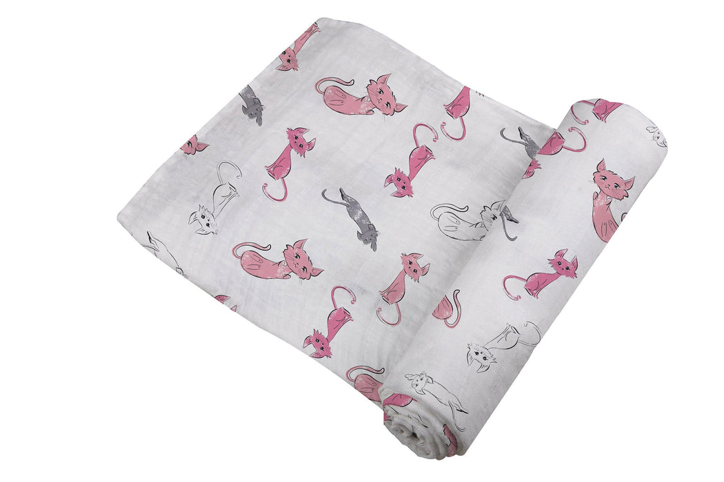 Playful Kitty Bamboo Muslin Swaddle