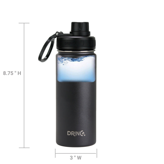 DRINCO® 18oz Stainless Steel Sport Water Bottle - Black Drinkware Orchid Lavender 