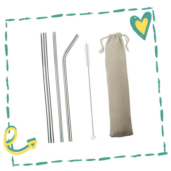 Stainless Steel Straws Bent - Set of 3 Home & Garden Yellow Lavender 